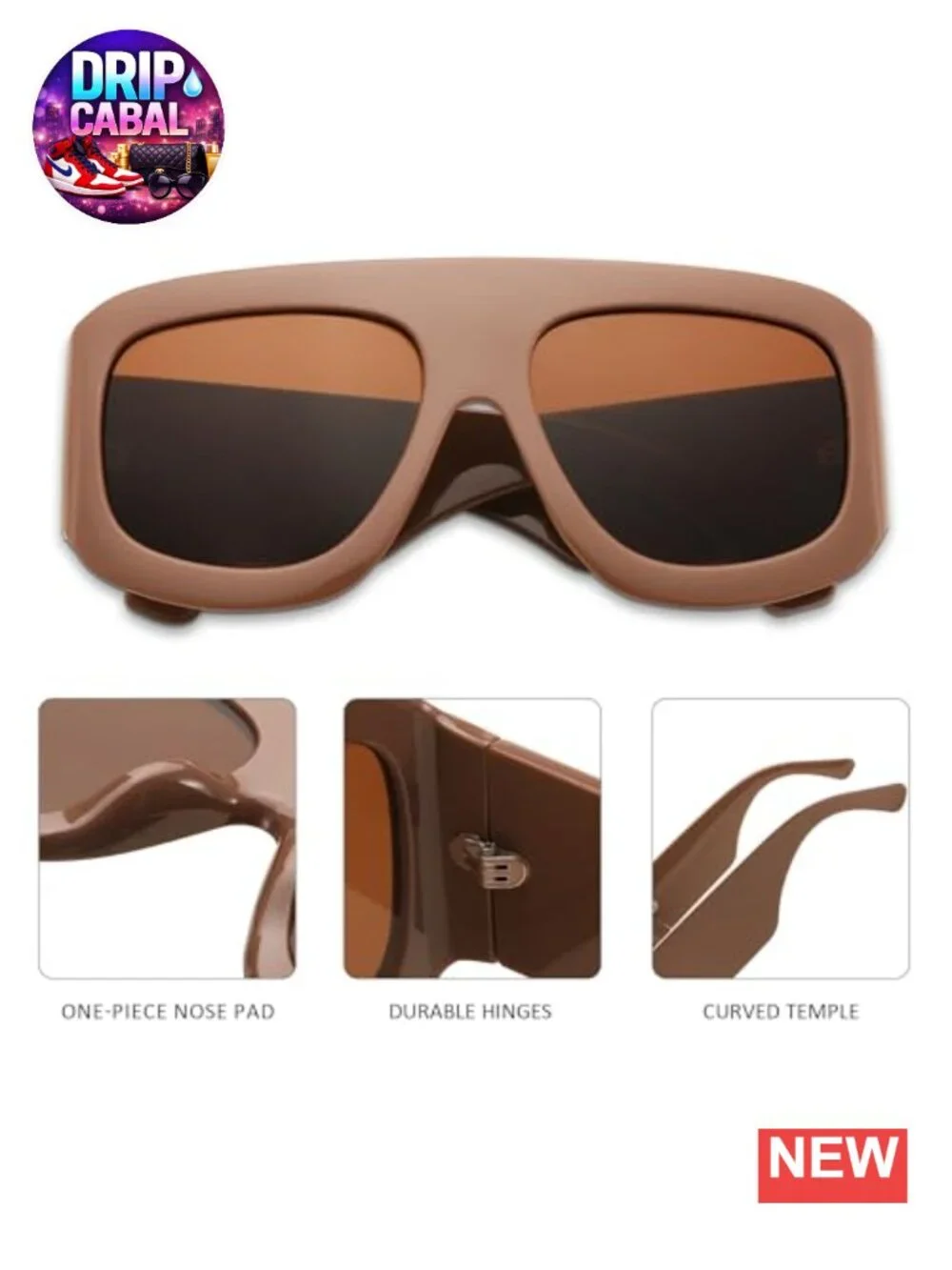 Oversized Square Sunglasses UV400 Protection Trendy Wide Fashion Shades